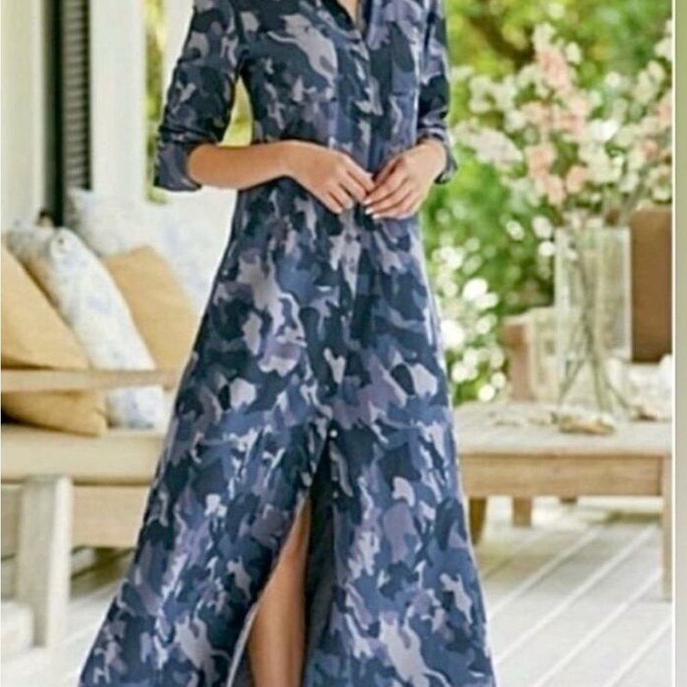 NWT Soft Surroundings Incognito Tencel Stormy Sky Maxi Dress
